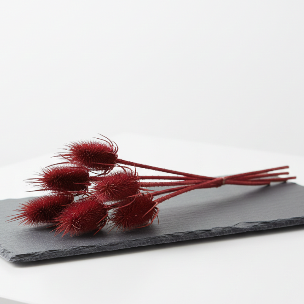 Sušený bodlák Bordo – tmavě vínový přírodní květ pro aranžmá